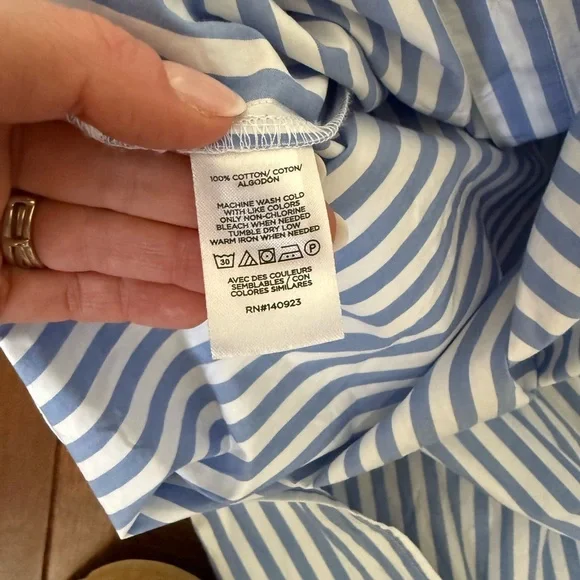 LOFT Blue and White Striped Long Sleeve Dress - Picture 4 of 4